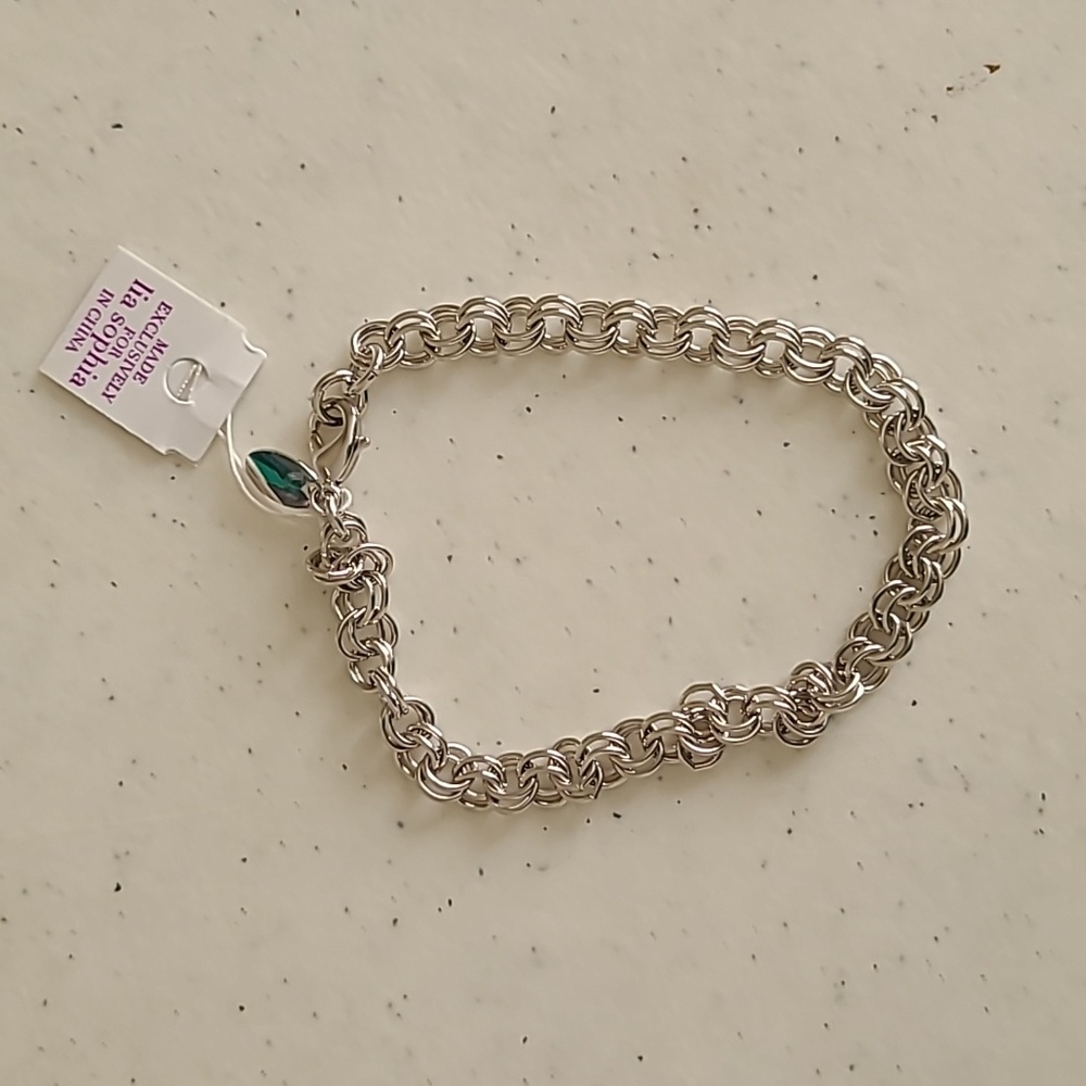 NEW Lia Sophia Small Link Charm Bracelet Silver Tone